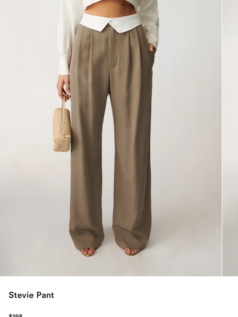Reformation Stevie High-Rise Wide-Leg Pants Taupe